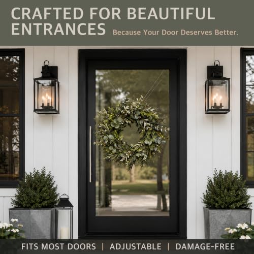 Zip 'n Hang White Door Wreath Hanger 3 Pack - Damage-Free, Adjustable, Easy Install