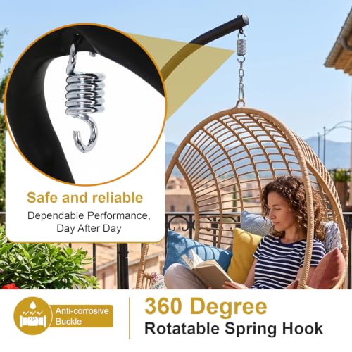 Heavy Duty Hammock Chair Stand - Outdoor Steel Frame with 360° Rotation, Supports 400 lbs, Includes Variation of Hammock C Stand