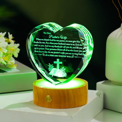 Pastor's Wife Appreciation Crystal Heart Gift - Religious Home Decor