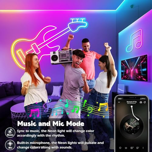 LETIANPAI 100Ft RGB Neon Rope Lights Waterproof Outdoor & Indoor LED Strip with App & Remote