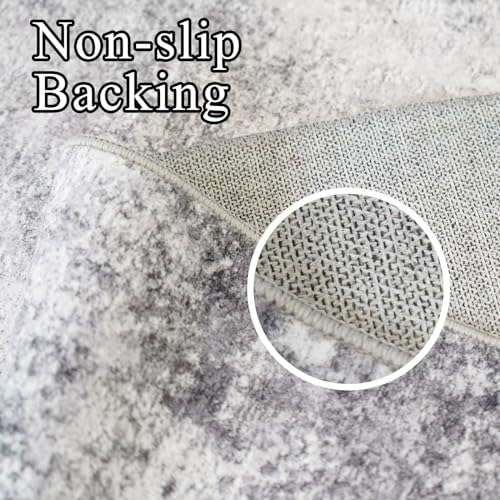 Grey 8x10 Washable Abstract Area Rug Non Slip Living Room Floor Mat