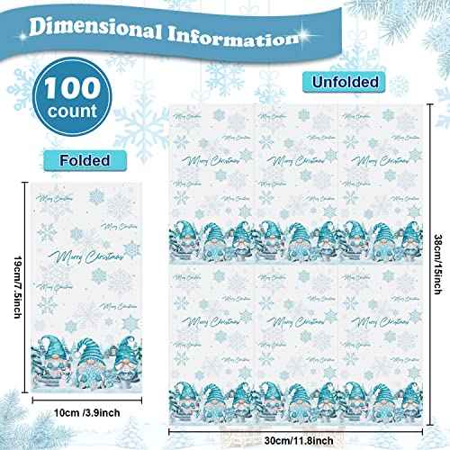 100 Pcs Christmas Gnome Paper Napkins, Disposable Merry Christmas Gnome Snowflake Paper Guest Napkins Xmas Decorative Paper Guest Hand Towels for Winter Holiday Xmas Dinner Party Supplies