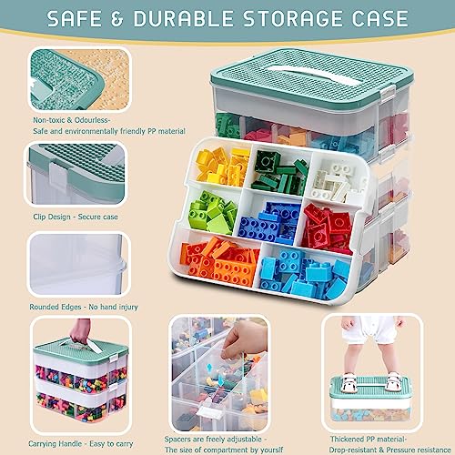Stackable Plastic Toy Storage Organizer with Adjustable Compartments for LEGO Blocks