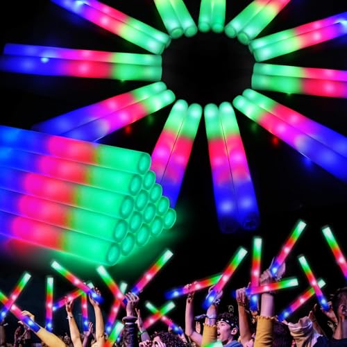 165PCS Foam Glow Sticks Bulk with 3 Light Modes Party Pack for Weddings, Halloween, Concerts - Safe & Reusable