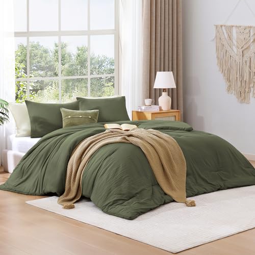Army Olive Green King Size Comforter Set - 3 Pieces Soft Bedding WRENSONGE