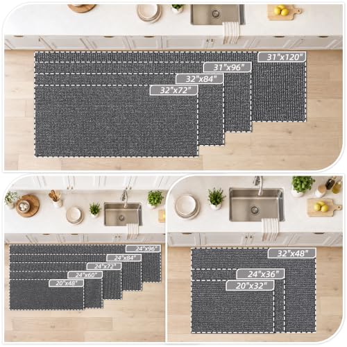 Kitchen Runner Rug 24x60 Charcoal Non-Slip Floor Mat Durable Absorbent