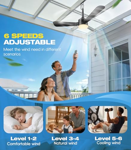 36 inch Plug-in Ceiling Fan Light with Remote Control,gazebo light,3