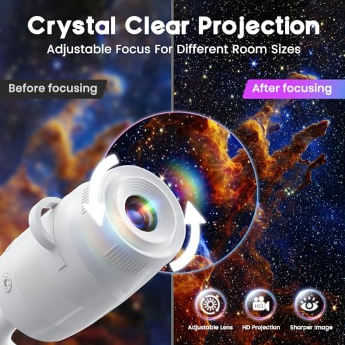 White Galaxy Projector Night Light 2-in-1 USB Starry Sky Projector with 13 Films