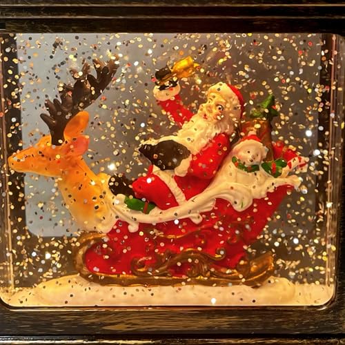MOJDIOSM Phonograph Snow Globe Lantern - 8 Songs, Silent Mode, USB/Battery Powered, Reindeer Santa Snowman 10.8in