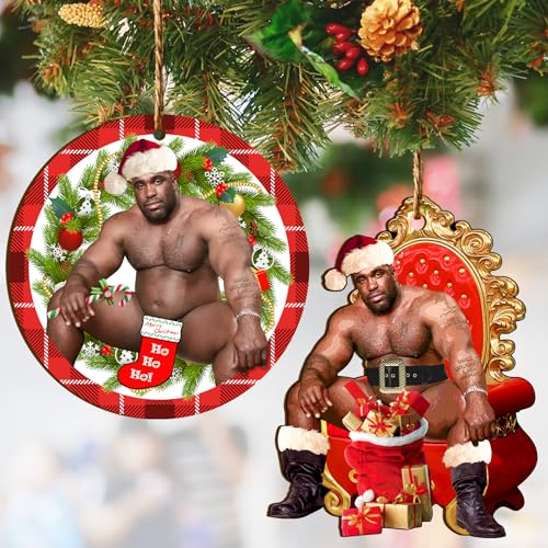 Teezar 2-Pack Wooden Christmas Ornaments - Funny Mr. Wood Meme Holiday Decor