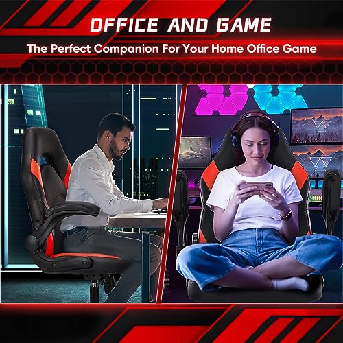 OLIXIS Gaming Chair with Lumbar Support - Black & Red Ergonomic Desk Chair