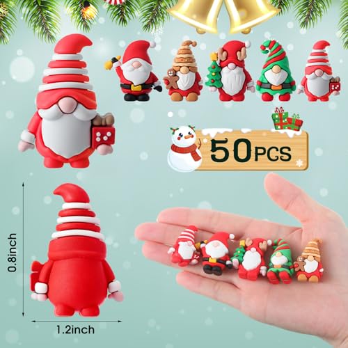 50 Pcs Christmas Mini Gnomes Xmas - Var 50/Xmas, PVC Santa Folk Figurines 3x2 cm