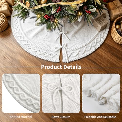 CCINEE White Christmas Tree Skirt 36 Inch Farmhouse Rustic Holiday Decor