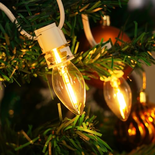 SURAIELEC 21 FT Christmas Village Lights with 12 UL Listed C7 LED Bulbs - Warm White