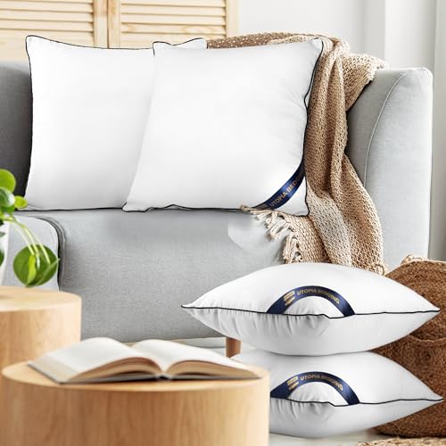 22x22 Inch Piping Throw Pillow Inserts Pack of 4 - Decorative Support Cushions