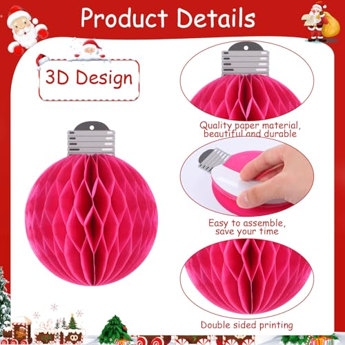 Pajean 15Pcs Christmas Honeycomb Lights Decorations 3D Paper Bulbs & Balls