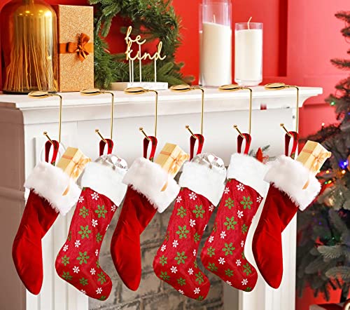 365park Gold Christmas Stocking Holders Pack of 6 for Mantle & Fireplace