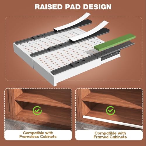 Pull Out Cabinet Organizer 4-Side Expandable White 13-21W x 17-24D 2 Pack
