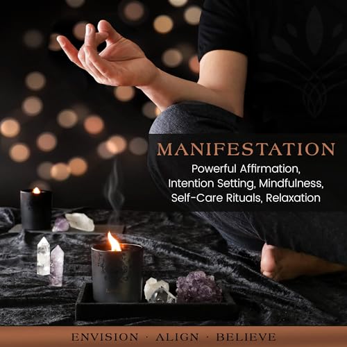 Manifest Black Orchid & Pine Moss Scented Crystal Candle with Smoky & Clear Quartz - Deep Eden