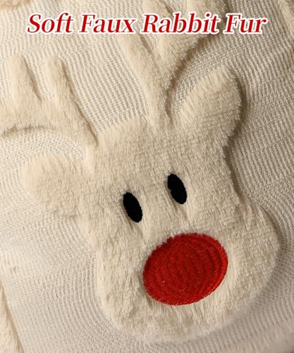 SEGXCFL Faux Fur Christmas Pillow Covers 18x18 Set of 2 with Reindeer Pattern – 18in Throw Pillow Covers
