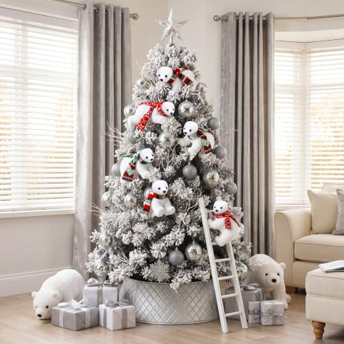 Yinder 6 Pcs 7.5in Polar Bear Christmas Ornaments for Tree Decor – Festive 3 Styles