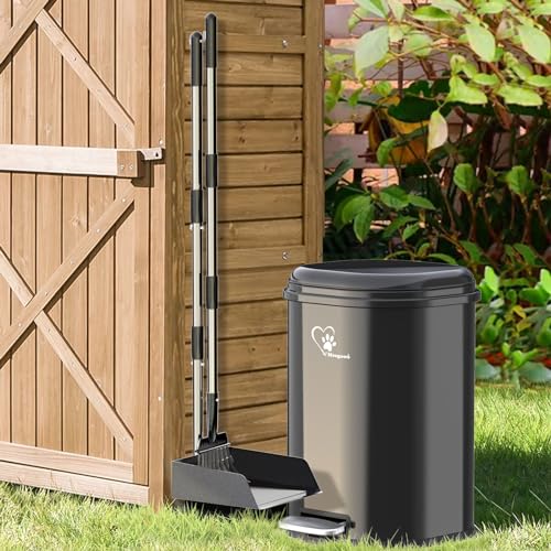 Black 18L Dog Poop Trash Can with Lid & Odor Control - Portable Waste Bin