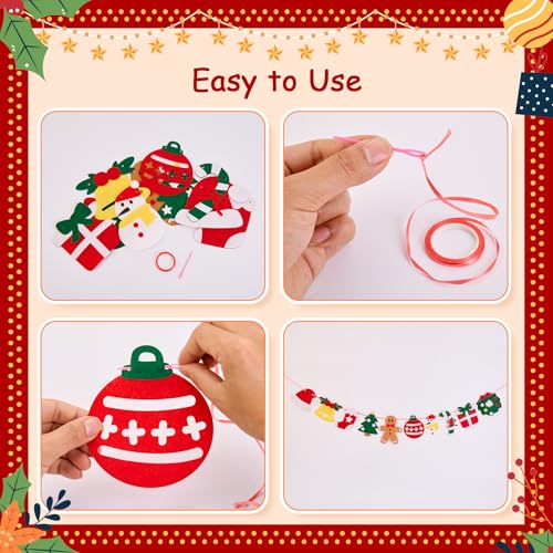 Dllesifvn Christmas Banner Set - 2 Felt Holiday Garlands with Ginger & Jingle Elements, Indoor Festive Decor, Variation A