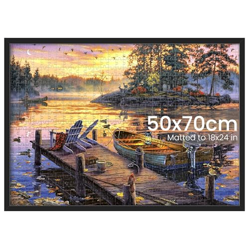 upsimples 50x70cm Puzzle Frame Black - 19.7x27.6in Wall Poster Frame for 1000-Piece Puzzle
