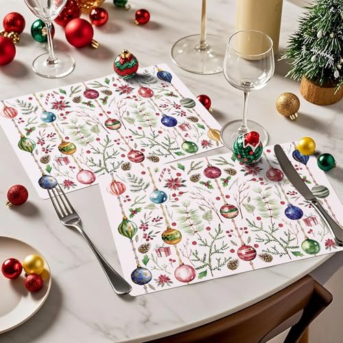 Christmas Placemats Set of 50 - Holiday Table Decor for Xmas Dinner
