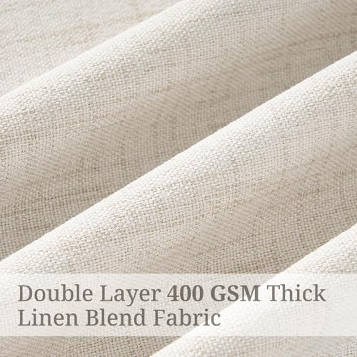 Blackout Linen Curtains Set - 50W x 96L, Birch, 2 Panels, Thermal Insulated