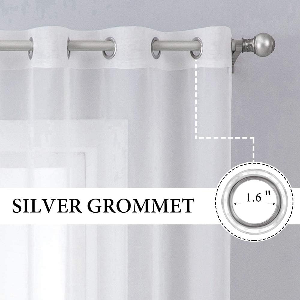 MIULEE Sheer Curtains - Elegant Lightweight Grommet Drapes for Light Filtering | 84-Inch White, 2 Panels Set