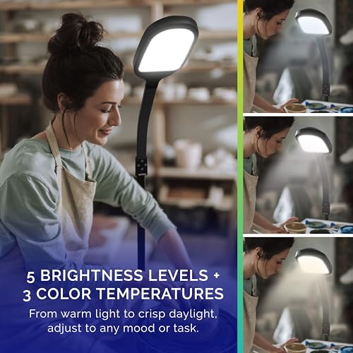 Verilux Full Spectrum LED Floor Lamp - Black, Adjustable Brightness & Color
