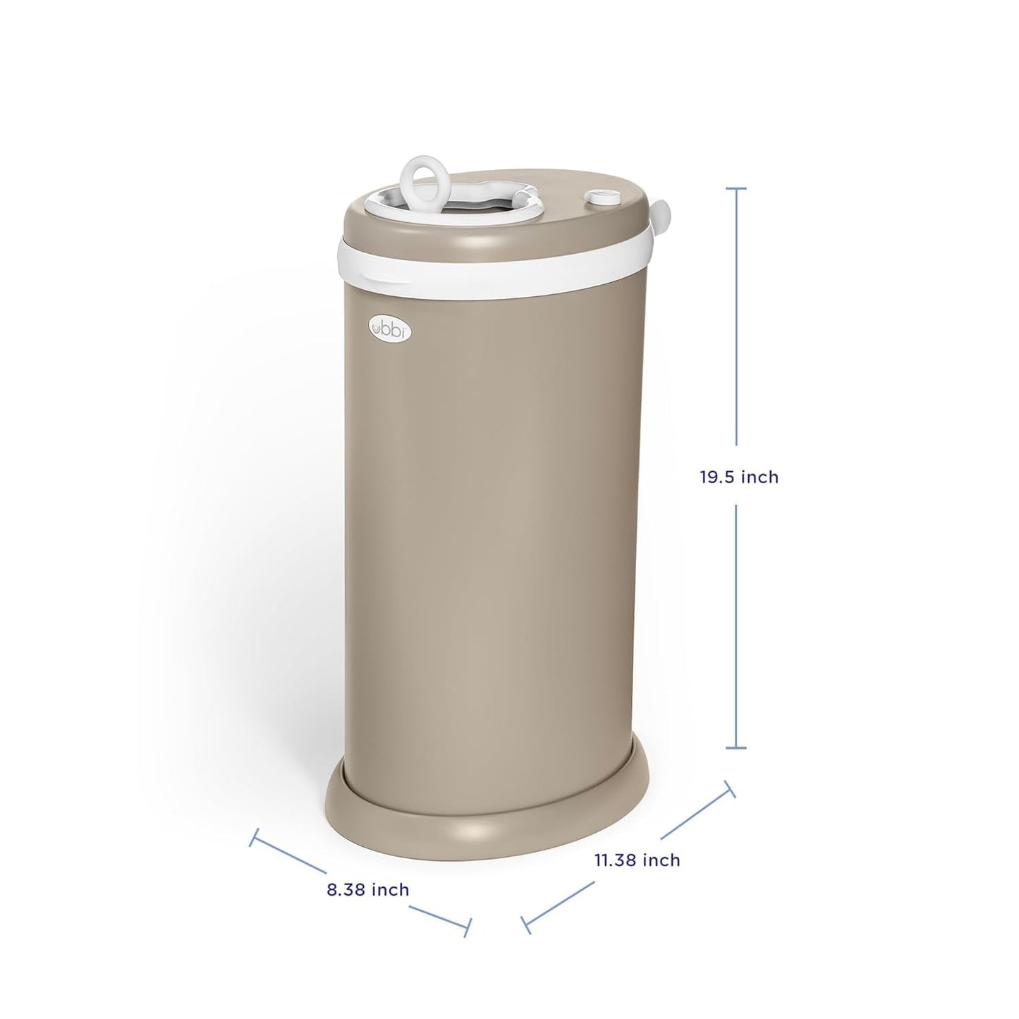 Ubbi Stainless Steel Diaper Pail - Odor Locking Design, No Special Bags Required | Taupe Color