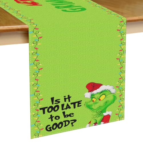 Bloss Green Monster Christmas Table Runner 13" x 120" - Festive Holiday Decor