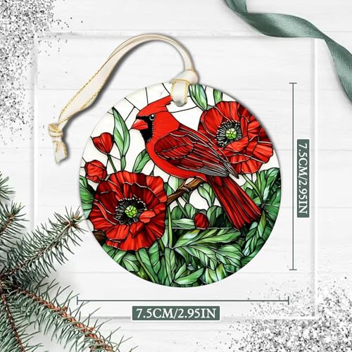 2026 Cardinal Stained Glass Christmas Ornament - Holiday Tree Decoration