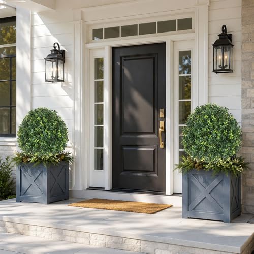 26.5" Artificial Boxwood Topiary Balls Set of 2, UV Resistant Porch