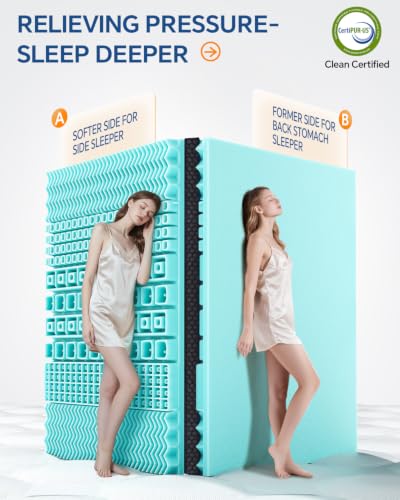 BEDELITE Dual Layer Memory Foam Mattress Topper Twin XL Black 4 Inch Cooling Gel Support