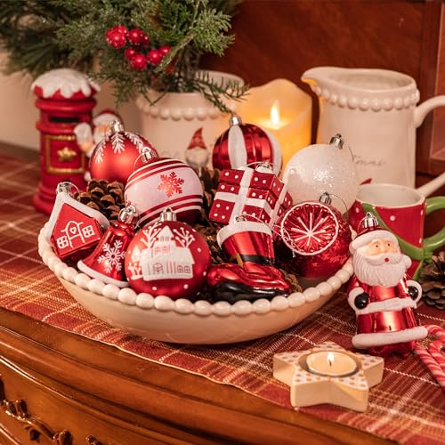 Valery Madelyn 100ct Red & White Shatterproof Christmas Ornaments Set