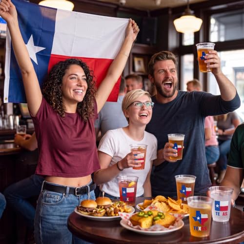50 Pcs 16 oz Clear Texas Plastic Cups Bulk Party Disposable Drinkware