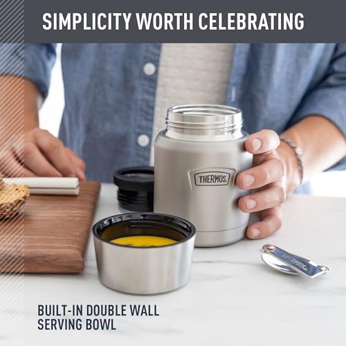 THERMOS ICON Stainless Steel Food Jar with Spoon 16oz Granite
