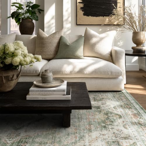 AMOAMI-Area Rug 5X7 Rugs for Living Room-Vintage Soft Green