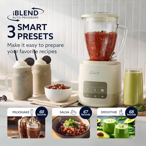 Oster Vortex Glass Blender White 800W Reversible Steel Blades for Smoothies & More