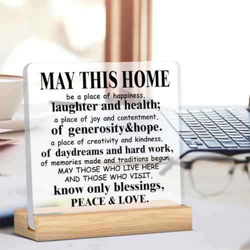 Housewarming Gifts for Women and Men - May This Home Acrylic Desk Sign Decor - Religious House Warming Gift