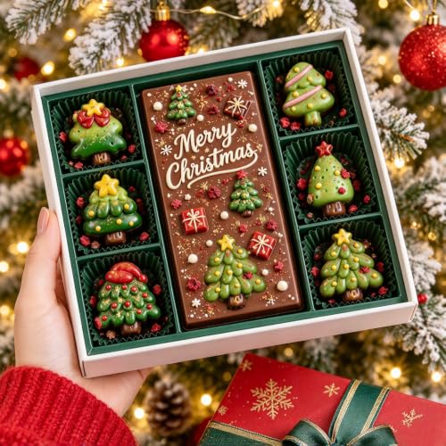 Mini Christmas Tree Silicone Mold - 48 Cavities & 6 Festive Designs - Green Variations