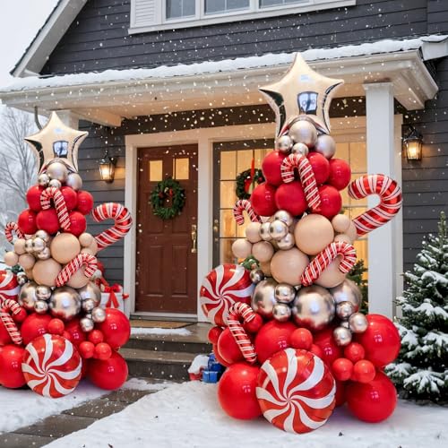 Wecepar Christmas Balloon Arch Kit with Candy Cane & Star Balloons – 115ft Garland Set