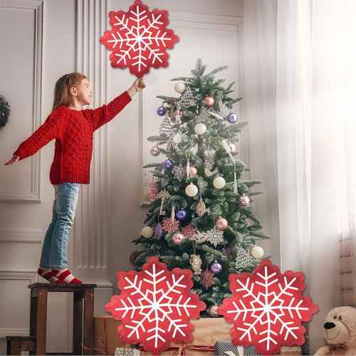 BELSITA 3pcs Christmas Balloons Snowflake Aluminum Foil Balloons Red Big Balloons Cute Cartoon Balloon Arch Kit for Christmas Party Supplies Accessories