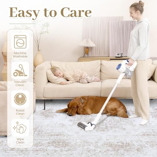 6x9 Beige Vintage Distressed Area Rug - Machine Washable Non-Slip Living Room Carpet