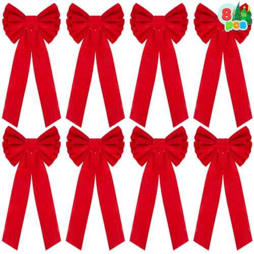 JOYIN 9PCS Giant Red Velvet Christmas Bows 30.7 x 10.6 in – Indoor/Outdoor Wreath & Tree Decor (Variation 9)