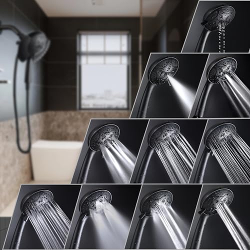 2-in-1 Shower Head with Handheld Combo - High Pressure Black, 2.5 GPM