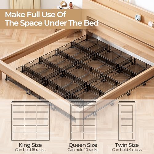 Under Bed Storage with Wheels - 4 Pack Black Shoe Organizers, Foldable & Durable